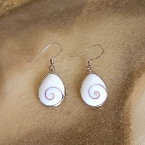Dainty Sterling Silver White Shell Dangle Earrings